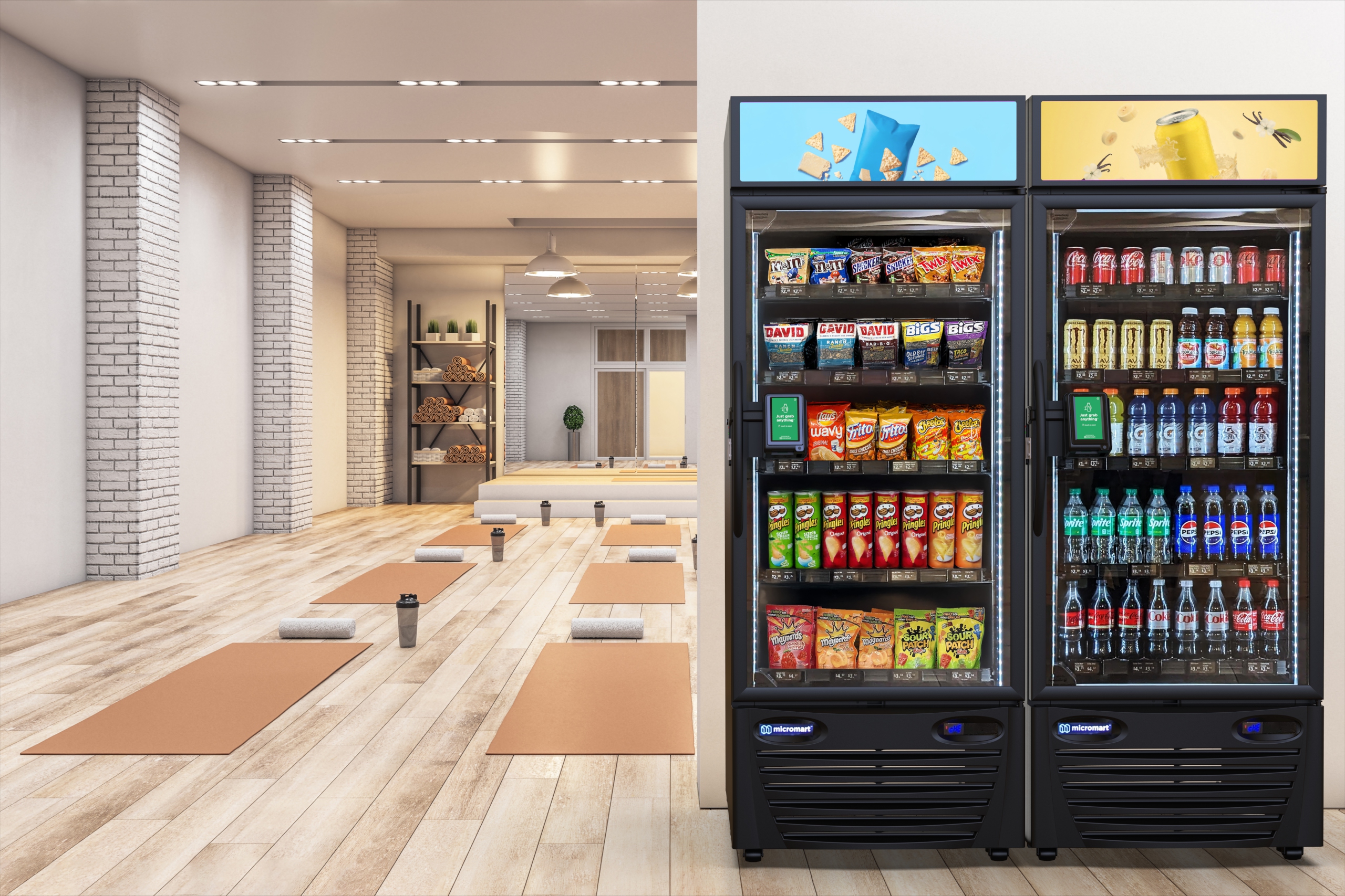Modern vending setup in a gym environment