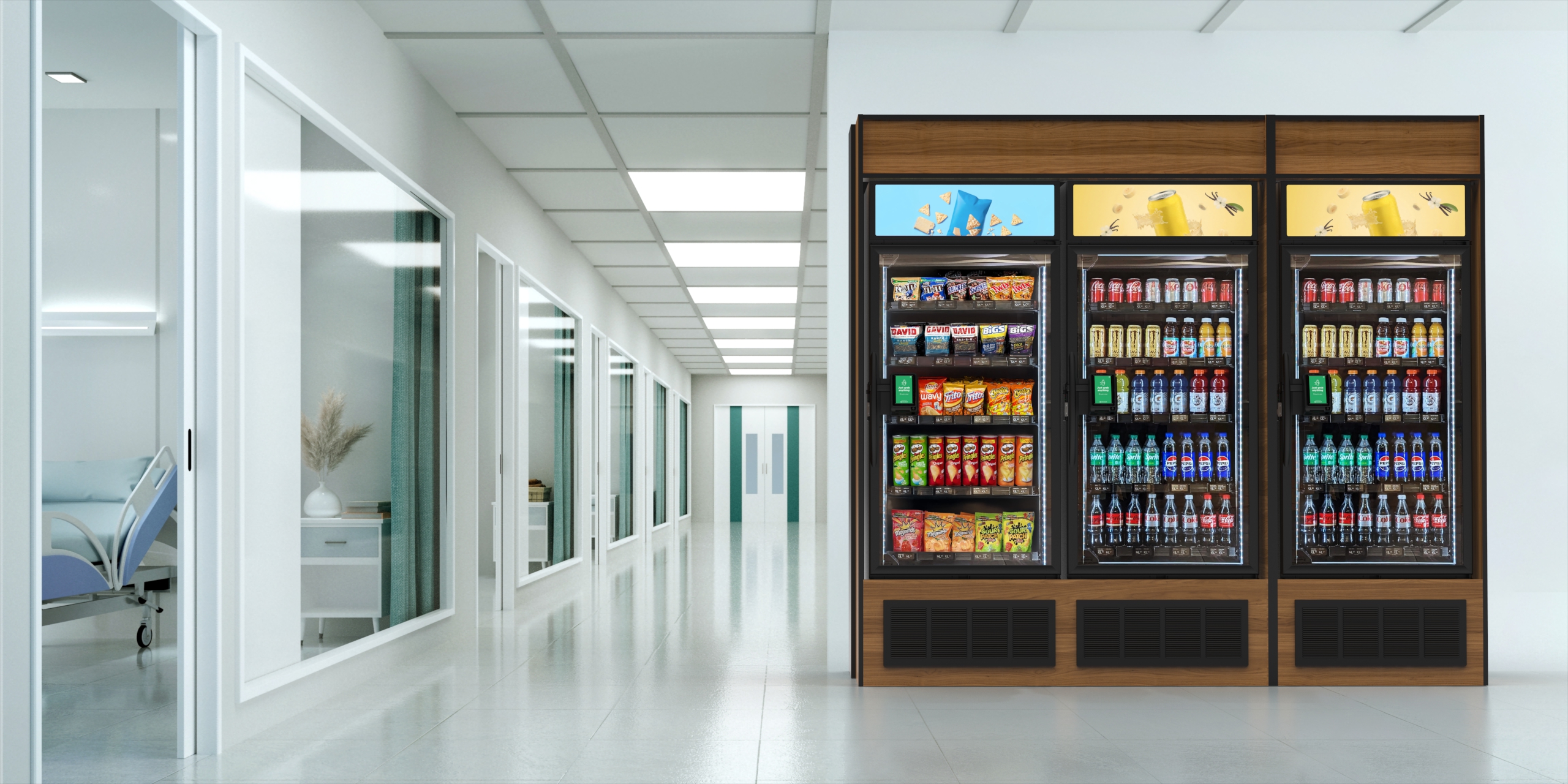 Modern vending setup in a clean interior space