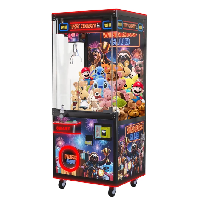 Claw machine with sloth plush prizes